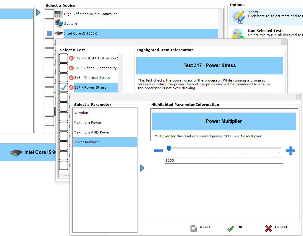core test parameter